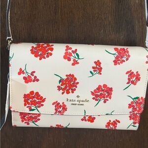 Kate Spade Pale Pink Crossbody with Red Floral Print
